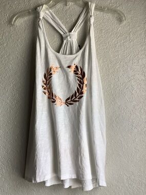 mark. White Tank with Rose Gold Laurel Wreath